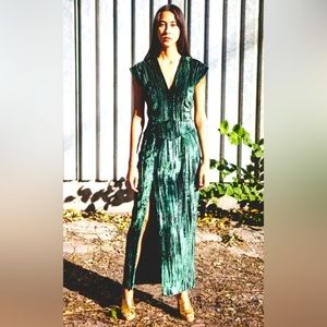 Horses Atelier crushed velvet v neck slit maxi dress